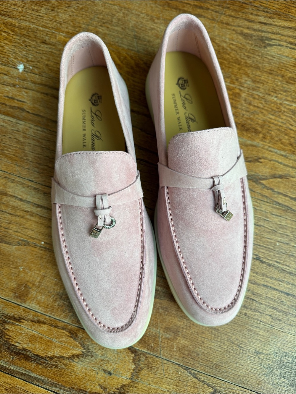 Loro Piana Pink Suede Bit-Detail Men's Loafers